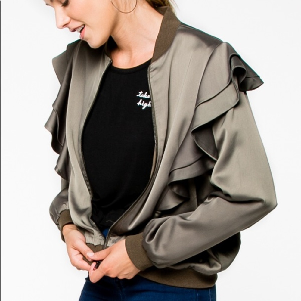 Ruffled Bomber Jacker
